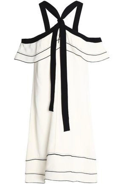 Shop Proenza Schouler Woman Cold-shoulder Satin-crepe Dress White