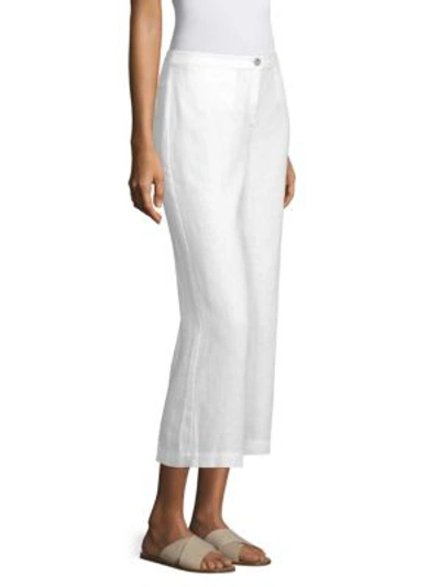 Shop Eileen Fisher Linen Wide Cropped Pants In Undyed Natural