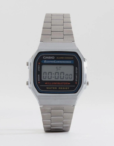 Shop Casio A168wa-1yes Digital Bracelet Watch-silver