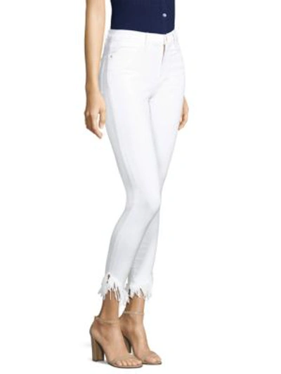 Shop Frame Le High Skinny Shredded Jeans In Blanc