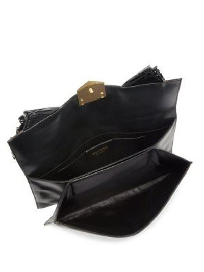 Shop Jimmy Choo Isabella Ruffled Leather Flap Clutch In Black