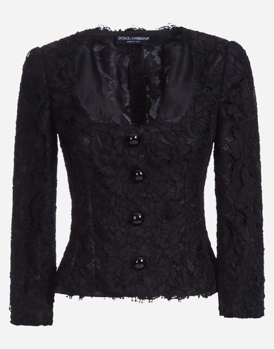 Shop Dolce & Gabbana Lace Jacket In Black