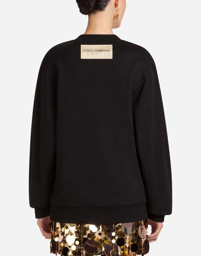 Shop Dolce & Gabbana Cotton Sweatshirt With Sequins In Black