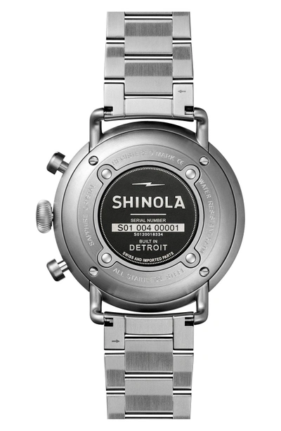 Shop Shinola The Canfield Bracelet Watch, 43mm In Silver/ Black
