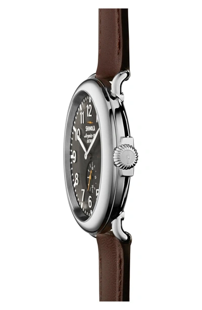 Shop Shinola 'the Runwell' Leather Strap Watch, 47mm In Brown/ Black
