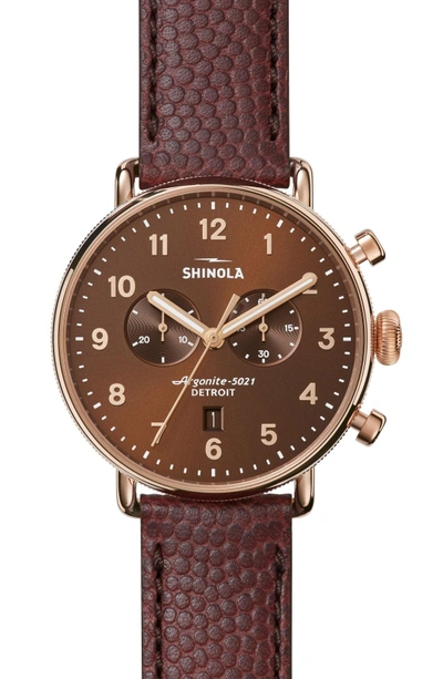 Shop Shinola The Canfield Chrono Leather Strap Watch, 43mm In Oxblood/ Bourbon Sunray