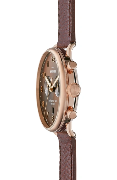 Shop Shinola The Canfield Chrono Leather Strap Watch, 43mm In Oxblood/ Bourbon Sunray