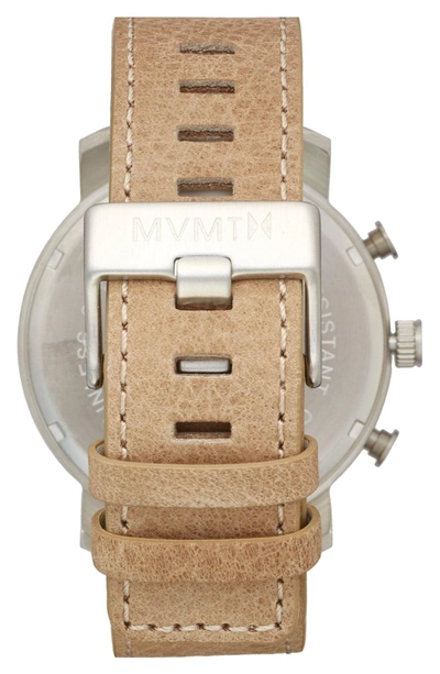 Shop Mvmt Chronograph Leather Strap Watch, 45mm In Caramel/ White