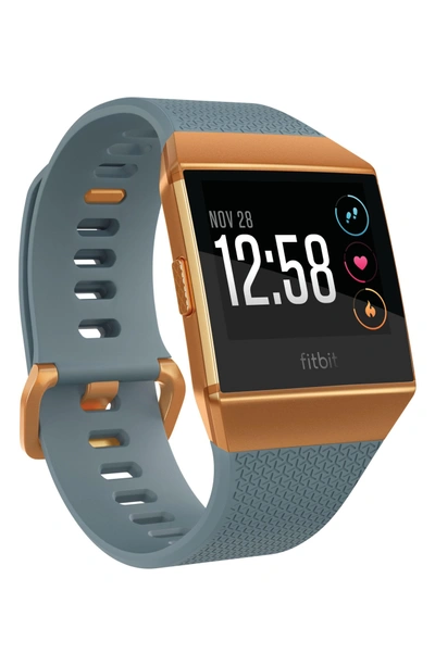 Shop Fitbit Ionic Watch In Slate Blue/ Burnt Orange