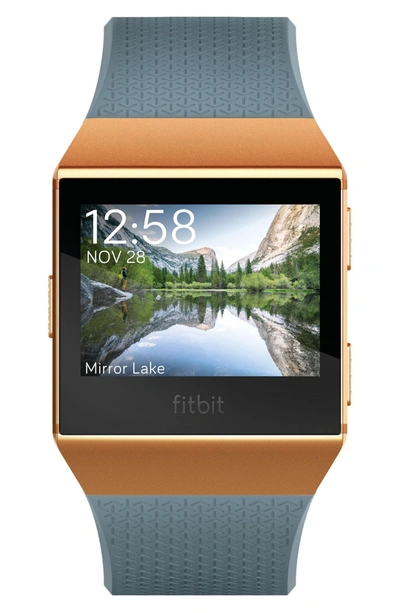 Shop Fitbit Ionic Watch In Slate Blue/ Burnt Orange