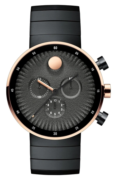 Shop Movado 'edge' Chronograph Bracelet Watch, 40mm In Black/ Copper