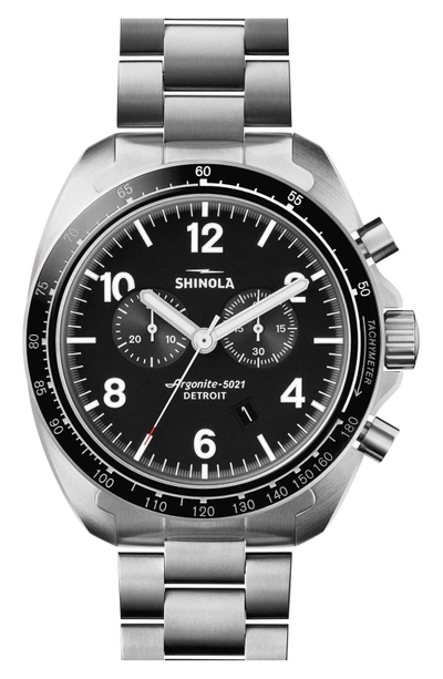 Shop Shinola 'rambler' Chronograph Bracelet Watch, 44mm In Silver/ Black