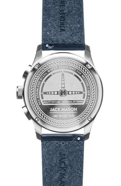 Shop Jack Mason Racing Chronograph Leather Strap Watch, 42mm In Navy