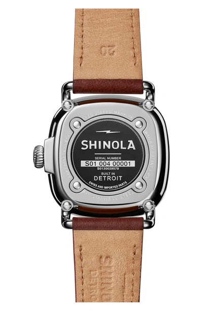 Shop Shinola The Guardian Leather Strap Watch, 36mm In Brown/ Mdnghtblue/ Silver