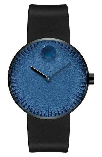 Shop Movado Edge Anchor Rubber Strap Watch, 40mm In Black/ Blue