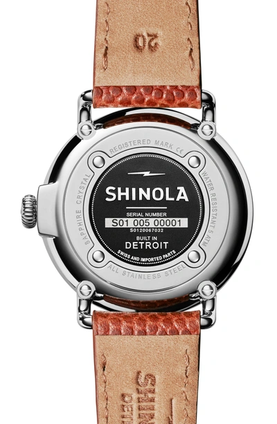 Shop Shinola 'the Runwell' Leather Strap Watch, 41mm In Brown/ Orange/ Silver