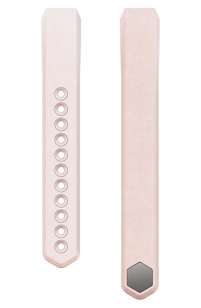 Shop Fitbit Alta Leather Fitness Watch Band In Blush Pink