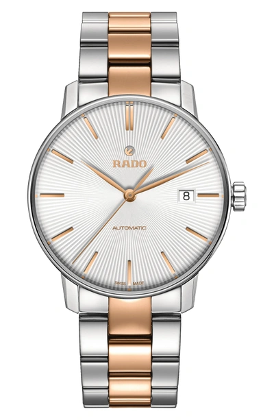 Shop Rado Coupole Classic Automatic Bracelet Watch, 37.7mm In Silver/ Rose Gold