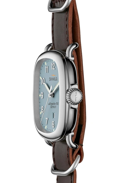 Shop Shinola The Guardian Leather Strap Watch, 41.5mm X 43mm In Oxblood/ Slate Blue/ Silver