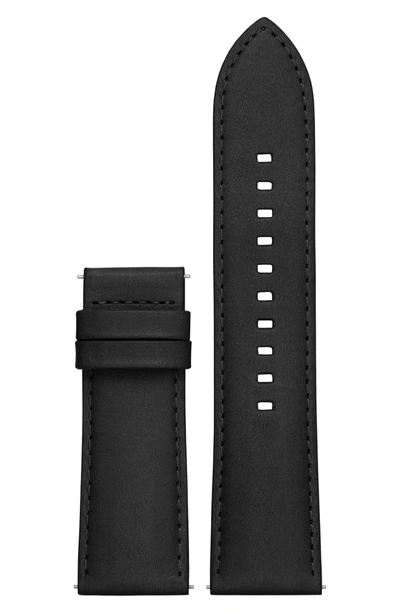 Shop Michael Kors Grayson 24mm Leather Watch Strap In Black