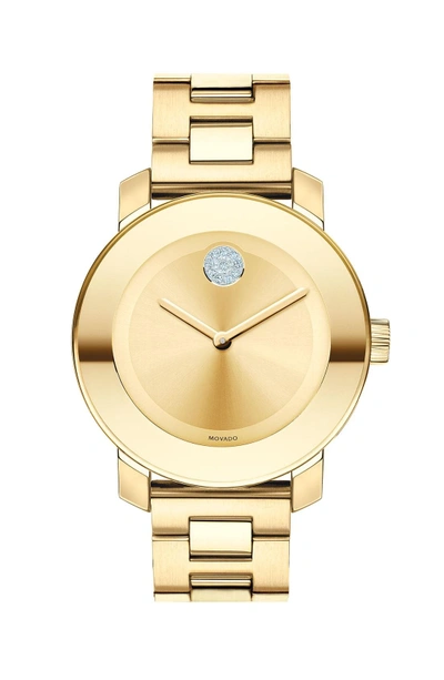 Shop Movado 'bold' Crystal Marker Bracelet Watch, 36mm In Gold