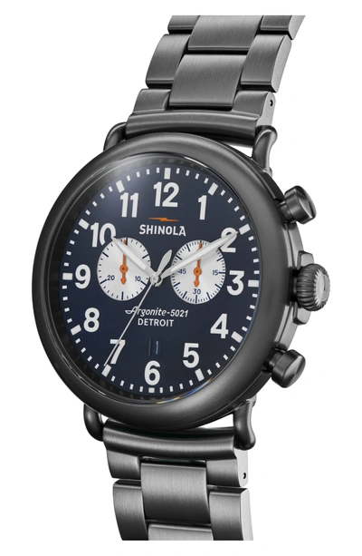 Shop Shinola 'the Runwell Chrono' Bracelet Watch, 47mm In Gunmetal/ Navy/ Gunmetal