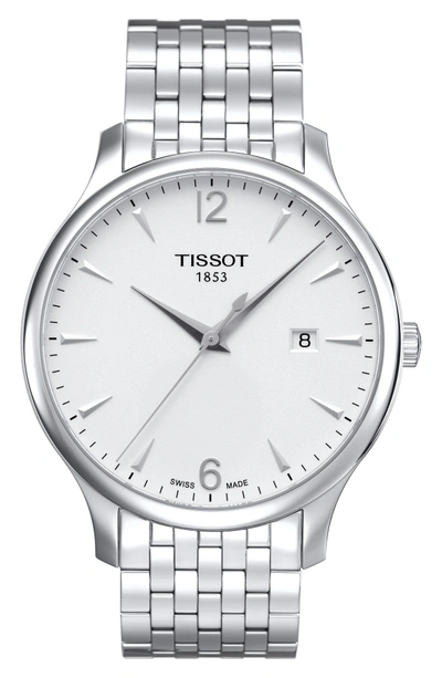 Shop Tissot Tradition Bracelet Watch, 42mm In Silver