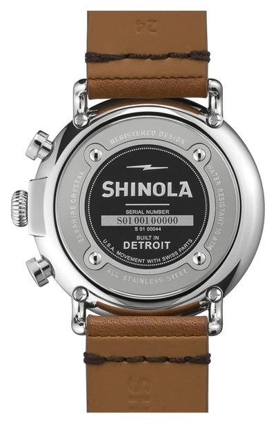 Shop Shinola The Runwell Chrono Leather Strap Watch, 47mm In Brown/ Black