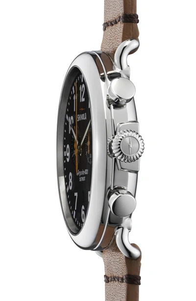 Shop Shinola The Runwell Chrono Leather Strap Watch, 47mm In Brown/ Black