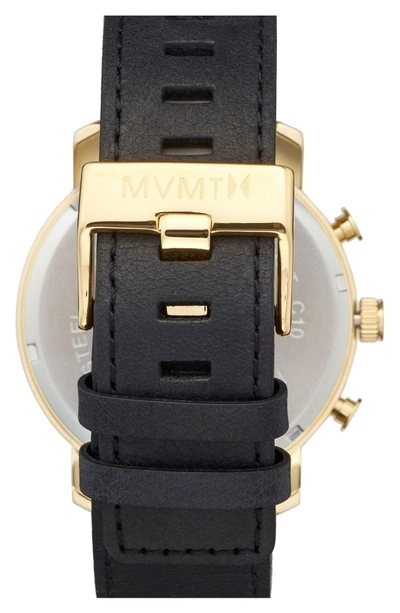 Shop Mvmt Chronograph Leather Strap Watch, 45mm In Black/ Gold/ Black