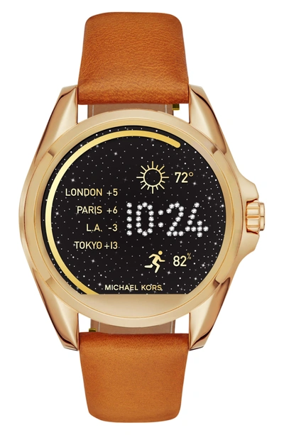 Shop Michael Kors Bradshaw Interchangeable Leather Strap In Brown