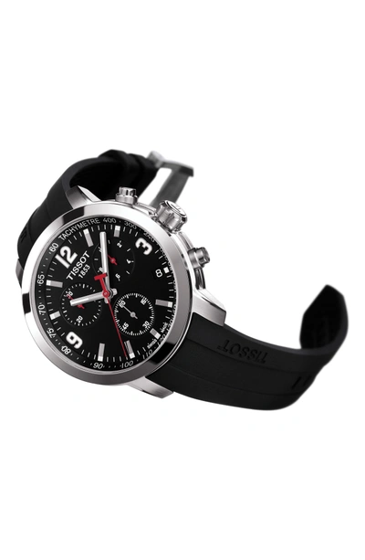 Shop Tissot Prc200 Chronograph Silicone Strap Watch, 41mm In Black/ Silver