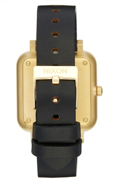 Shop Nixon 'ragnar' Leather Strap Watch, 36mm In Black/ Gold