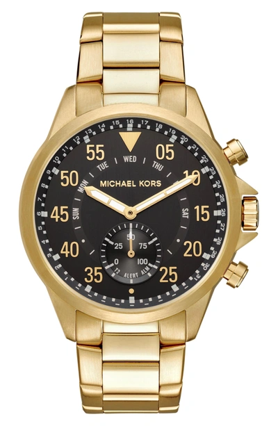 Shop Michael Kors Gage Bracelet Smart Watch, 45mm In Gold/ Black/ Gold