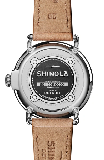 Shop Shinola 'runwell' Leather Strap Watch, 41mm In Natural/ Rose Gold/ Silver