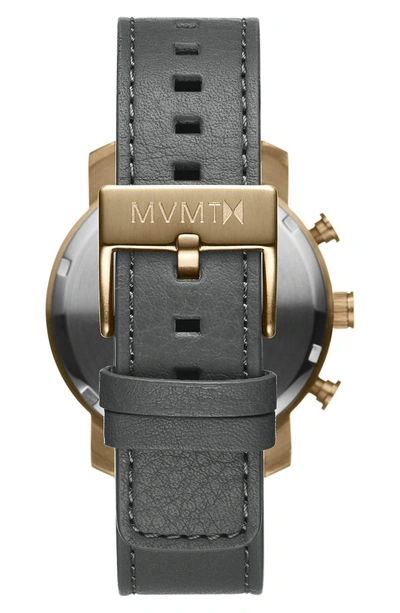 Shop Mvmt The Chrono Chronograph Leather Strap Watch, 40mm In All Black/ Rose Gold