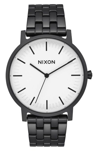 Shop Nixon Porter Bracelet Watch, 40mm In Matte Black/ White/ Black