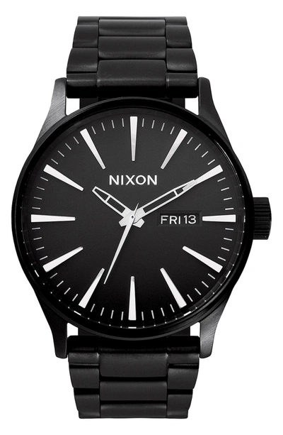 Nixon Men's Sentry Stainless Steel Bracelet Watch 42mm In Black | ModeSens