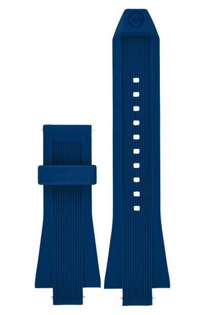 Shop Michael Kors Dylan 28mm Silicone Watch Strap In Blue
