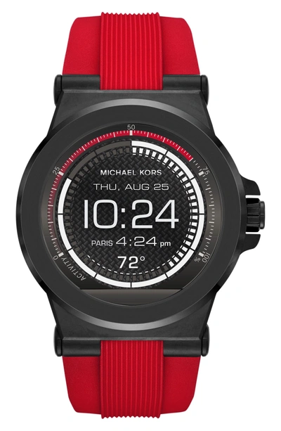Shop Michael Kors Dylan 28mm Silicone Watch Strap In Red