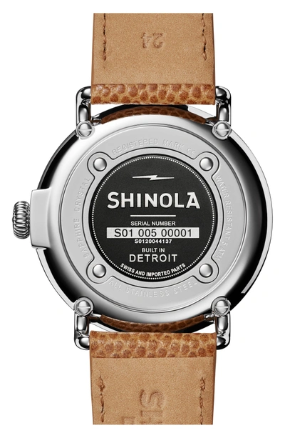 Shop Shinola Runwell Leather Strap Watch, 47mm In Dark Camel/ Brushed Dark