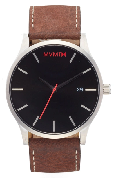 Shop Mvmt The Classic Leather Strap Watch, 45mm (nordstrom Exclusive) In Black/ Brown