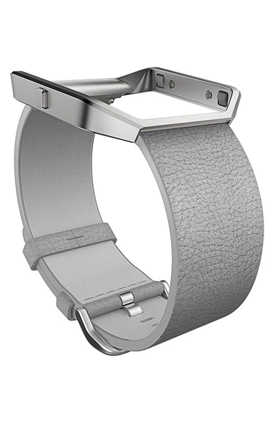 Shop Fitbit Blaze Leather Smart Watch Band In Mist Grey