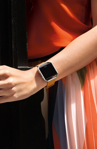 Shop Fitbit Blaze Leather Smart Watch Band In Camel