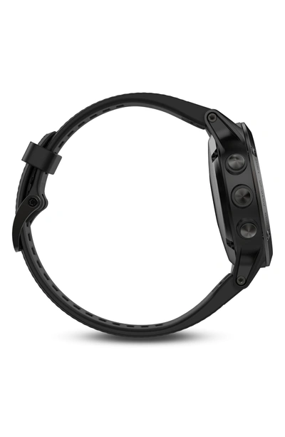 Shop Garmin Fenix 5 Sapphire Multisport Gps Smart Tracker Silicone Strap Watch, 47mm In Sapphire Black