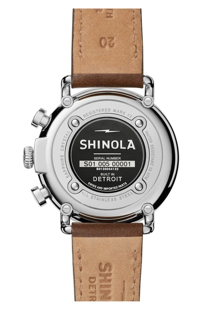 Shop Shinola 'the Runwell Chrono' Leather Strap Watch, 41mm In Bourbon/ Silver