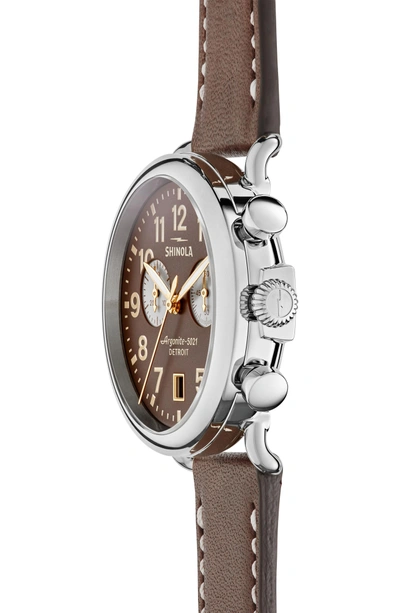 Shop Shinola 'the Runwell Chrono' Leather Strap Watch, 41mm In Bourbon/ Silver