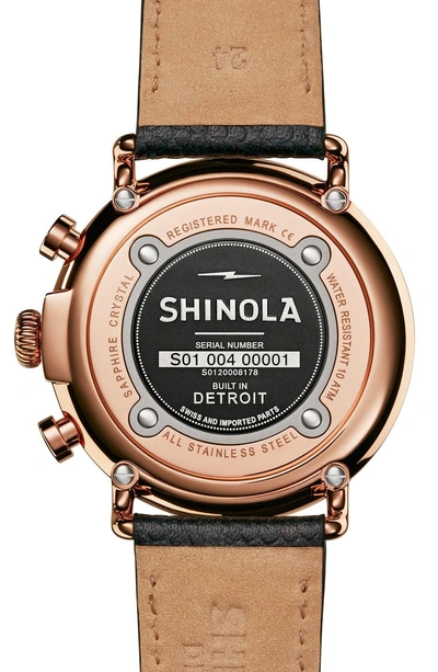 Shop Shinola The Runwell Chrono Leather Strap Watch, 47mm In Navy/ Navy