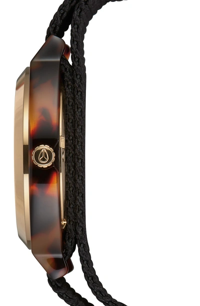 Shop Nixon Time Teller Nylon Strap Watch, 40mm In Black/ Tortoise Acetate