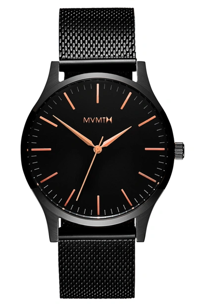 Shop Mvmt The 40 Mesh Strap Watch, 40mm In All Black/ Rose Gold